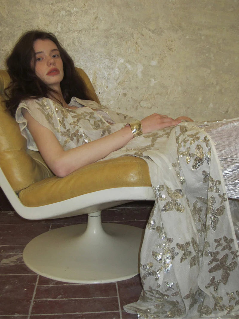 Golden Butterfly Sheer Cardigan Dress