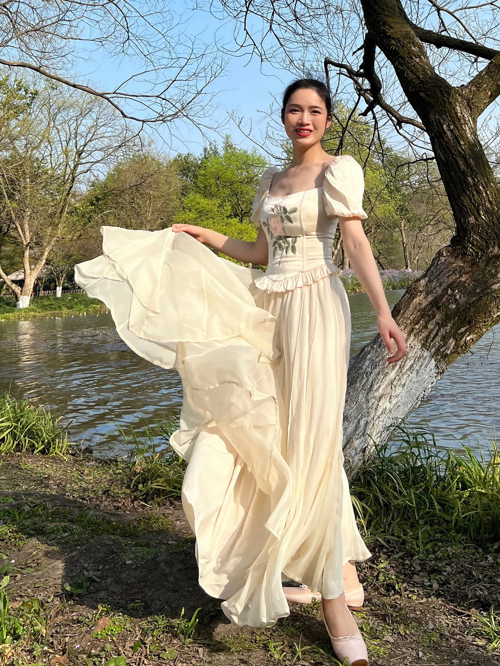 Romantic Rose Embroidered Corset Top