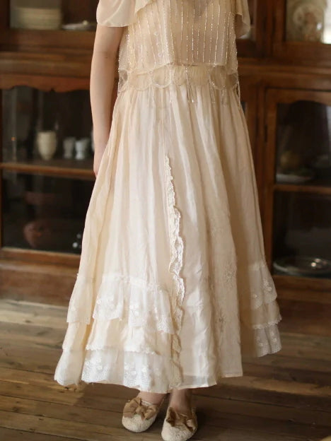 Forest Whisper Embroidered Ramie Skirt