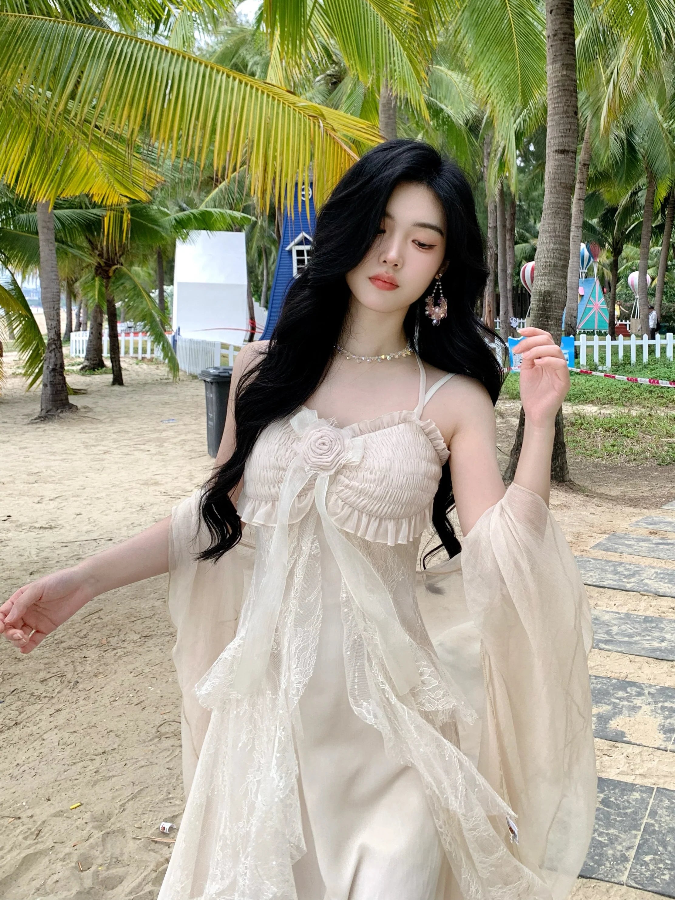 Ethereal Lace Rose Gown