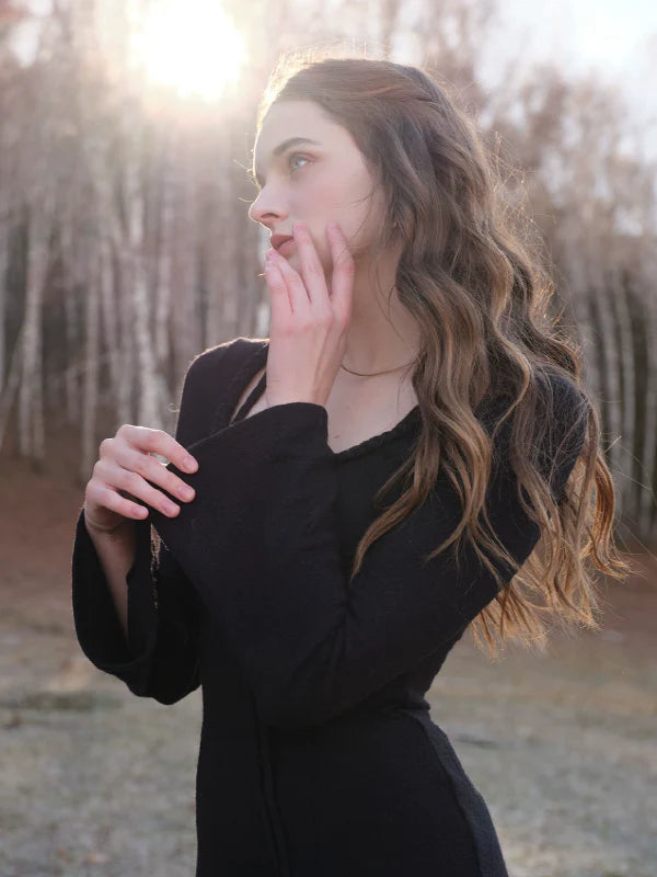 Classic Grace Black Cable Knit Dress