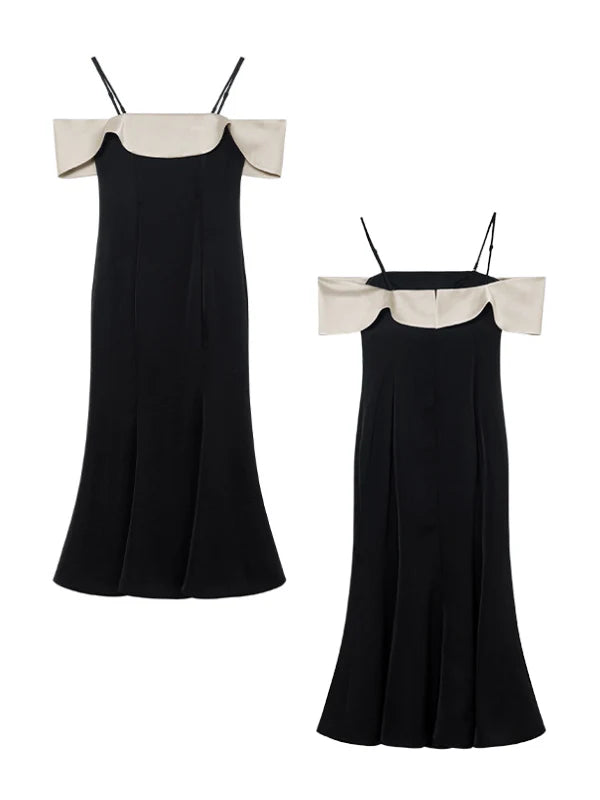Midnight Ruffle Neckline Dress