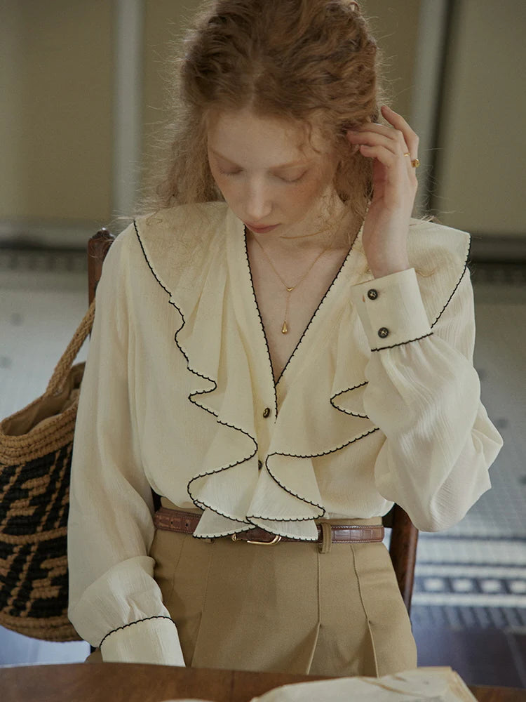 Timeless Ruffle Edge Vintage Blouse