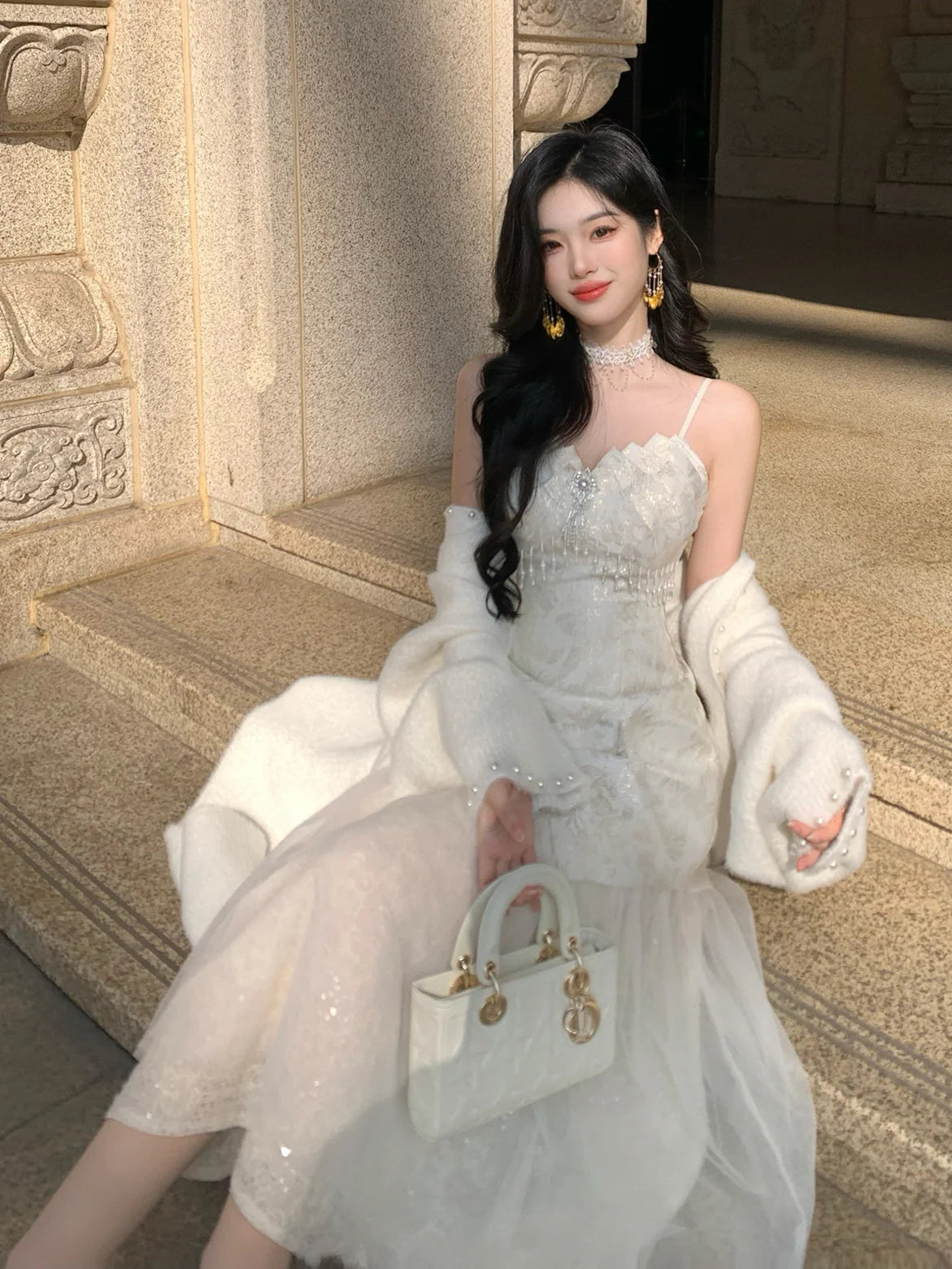 Ethereal Gold Jacquard Fairy Gown