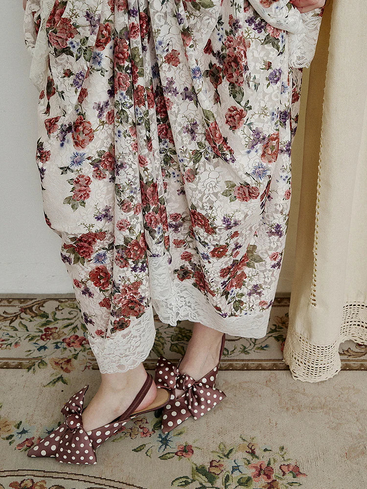 Fairytale Rose Draped Lace Dress