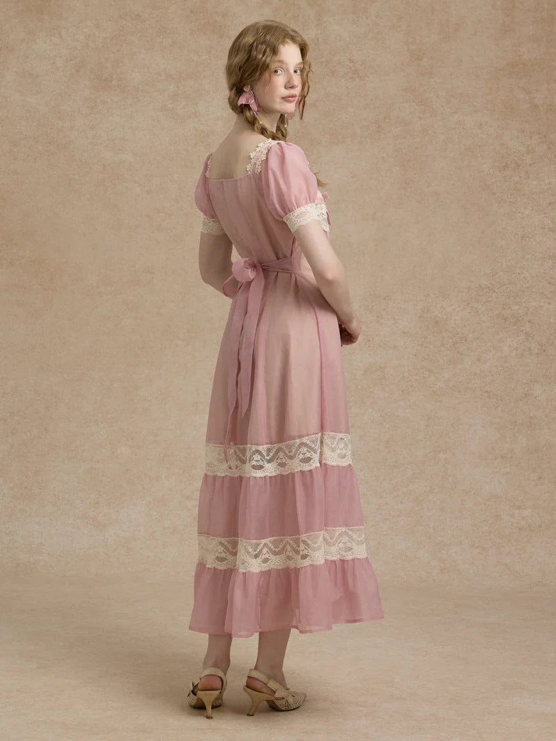 Blush Lace Ribbon Fairytale Dress