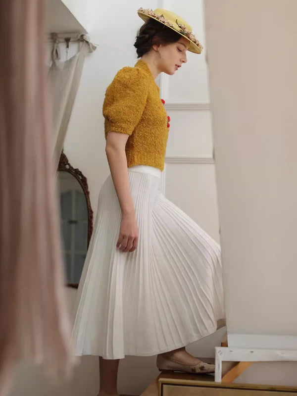 Elegant White Pleated Skirt