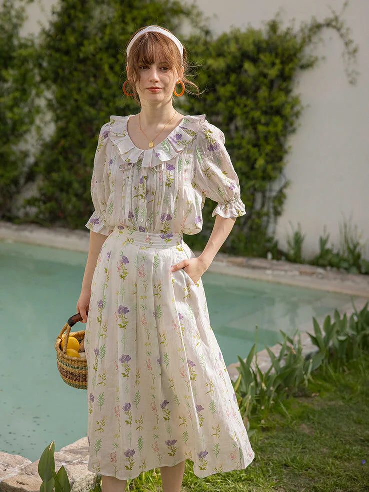 Olivia's Purple Flower Cottage Skirt