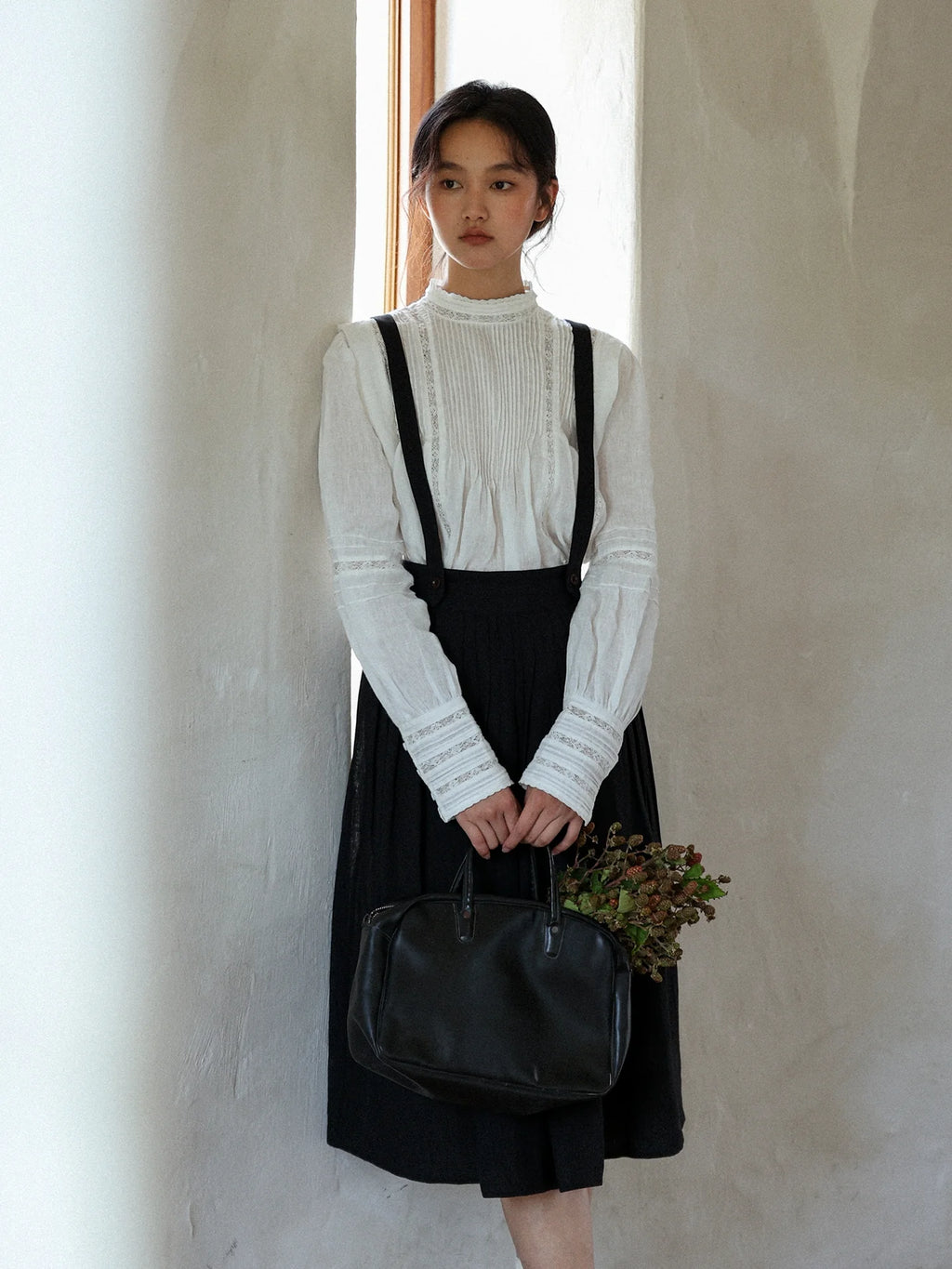 Vintage Linen Suspender Skirt