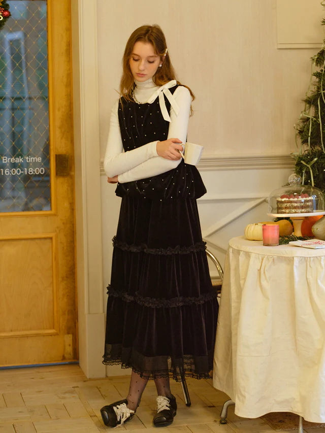 Midnight Velvet Tiered Skirt
