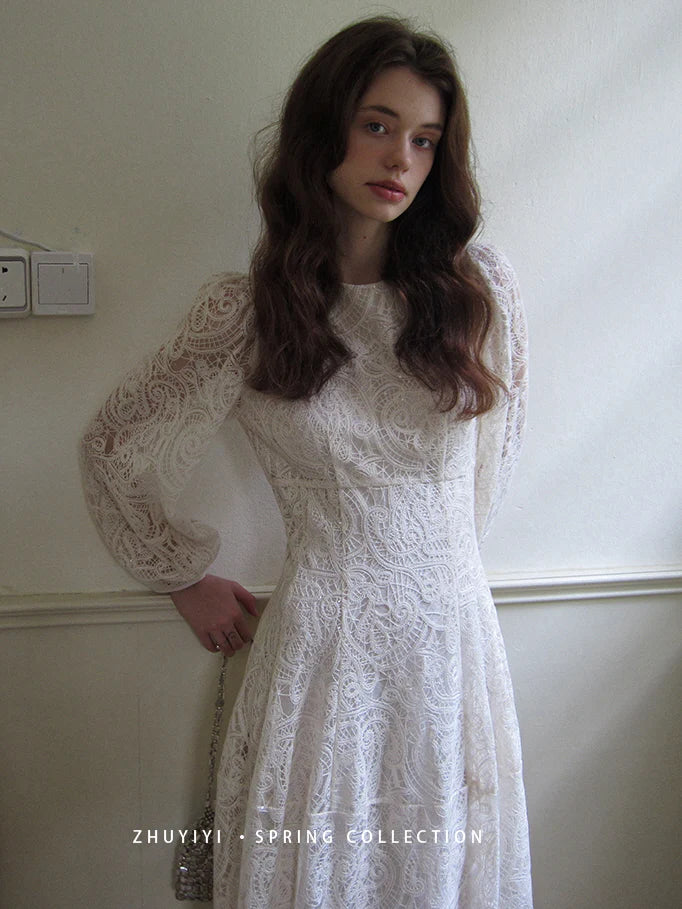 Vintage White Lace Elegance Dress