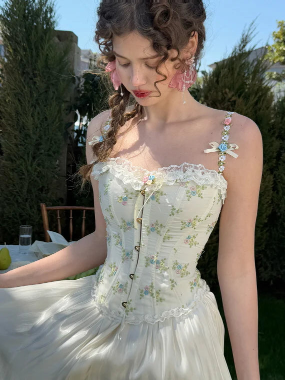 Floral Embroidered Garden Corset