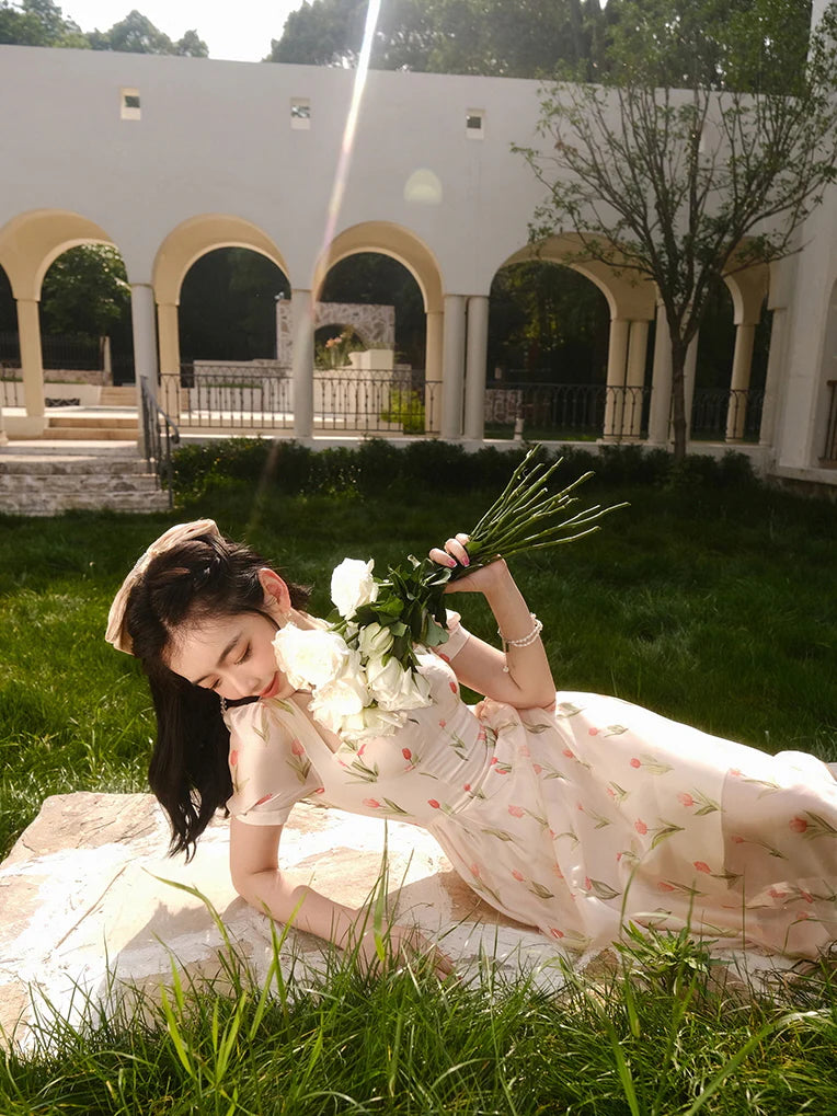 Elara's Tulip Garden Dress