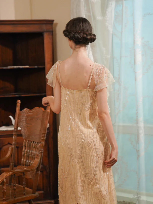 Golden Hour Sequin Mesh Slip Dress