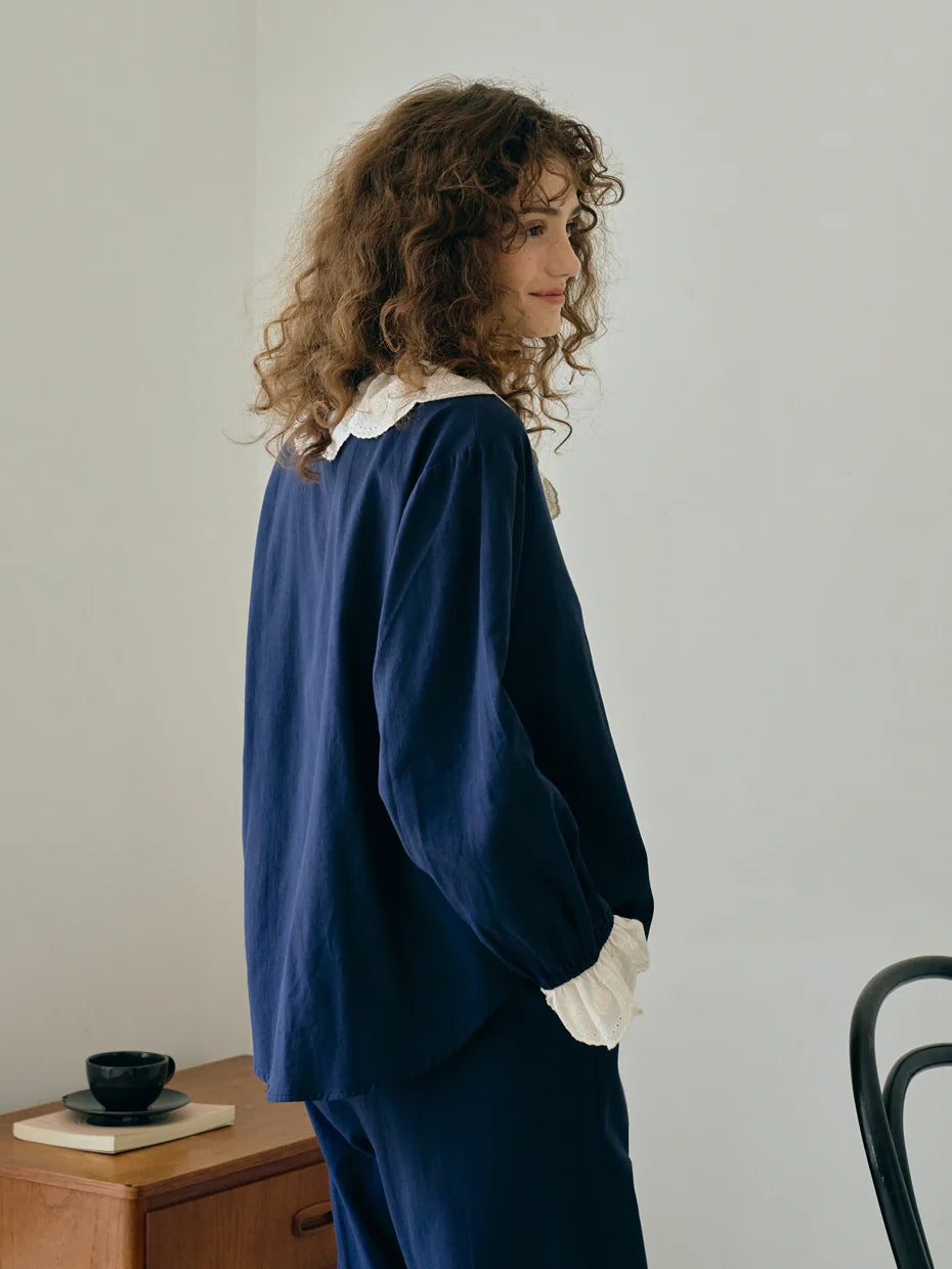 Midnight Elegance Lace Pajama Set