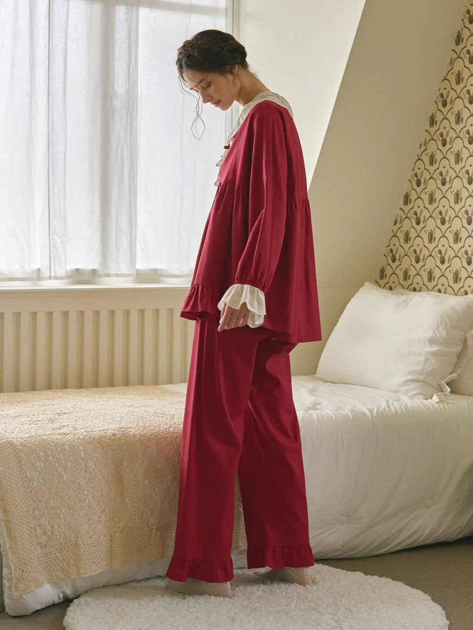 Vintage Rose Lace Pajama Set