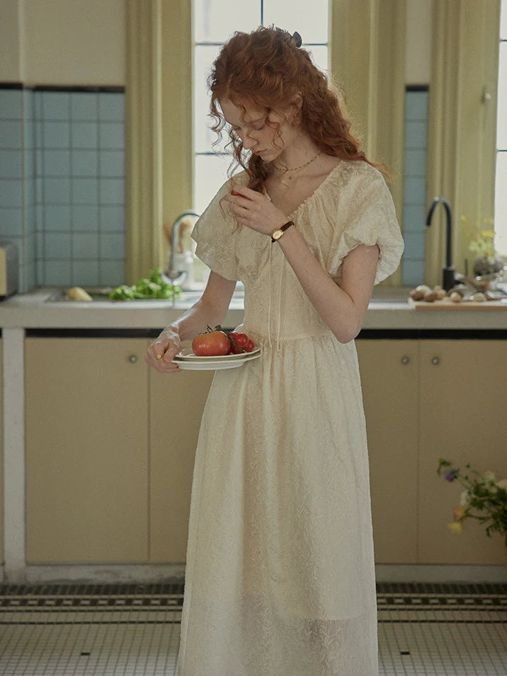 Enchanted Embroidered Puff Sleeve Dress