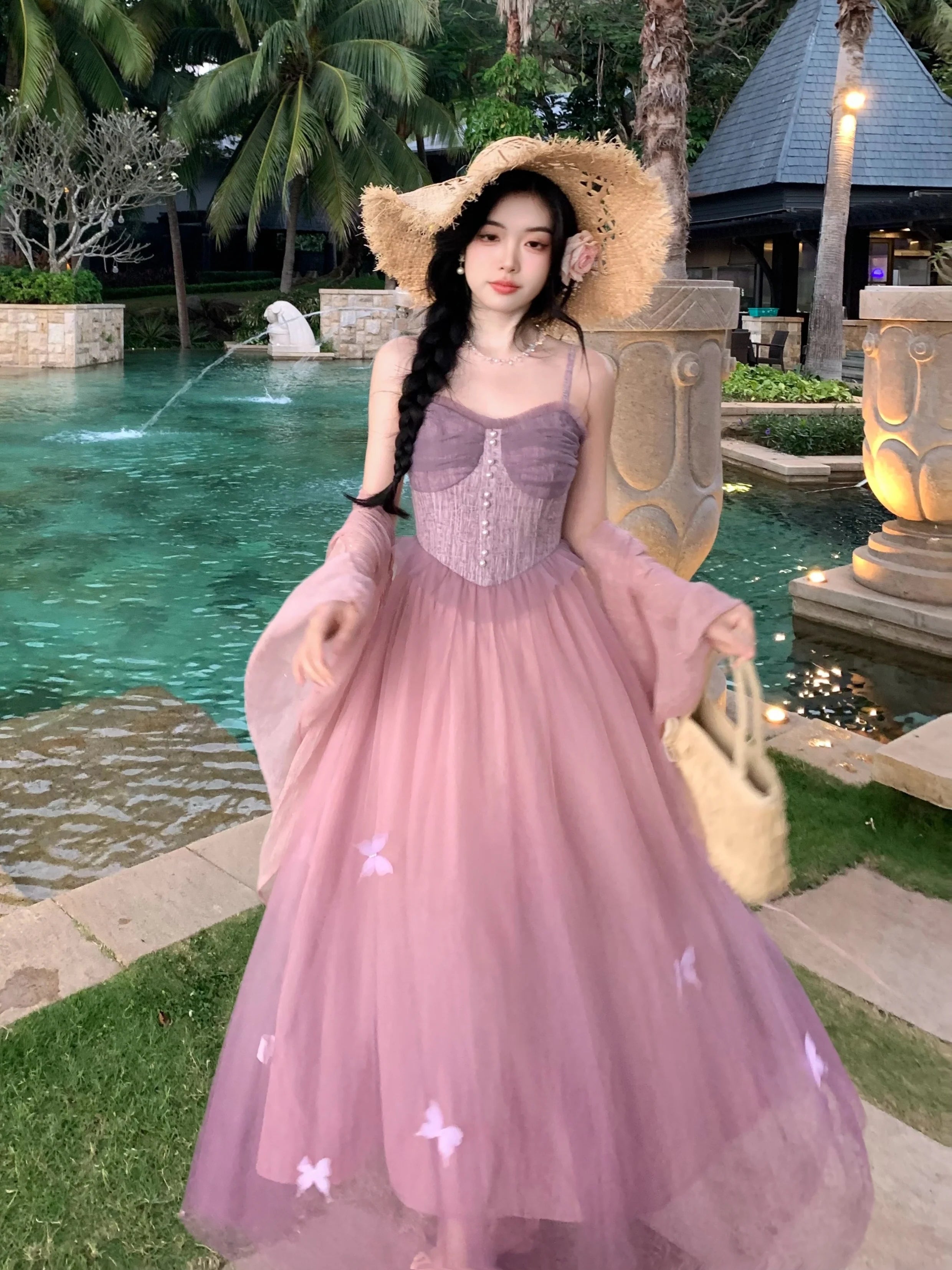 Ethereal Lavender Butterfly Dress