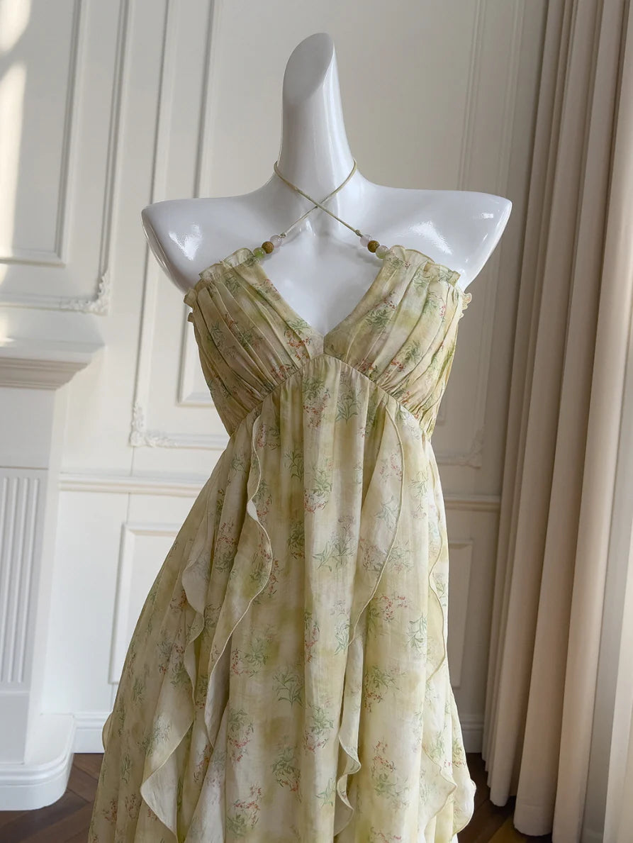 Golden Meadow Ruffle Floral Dress