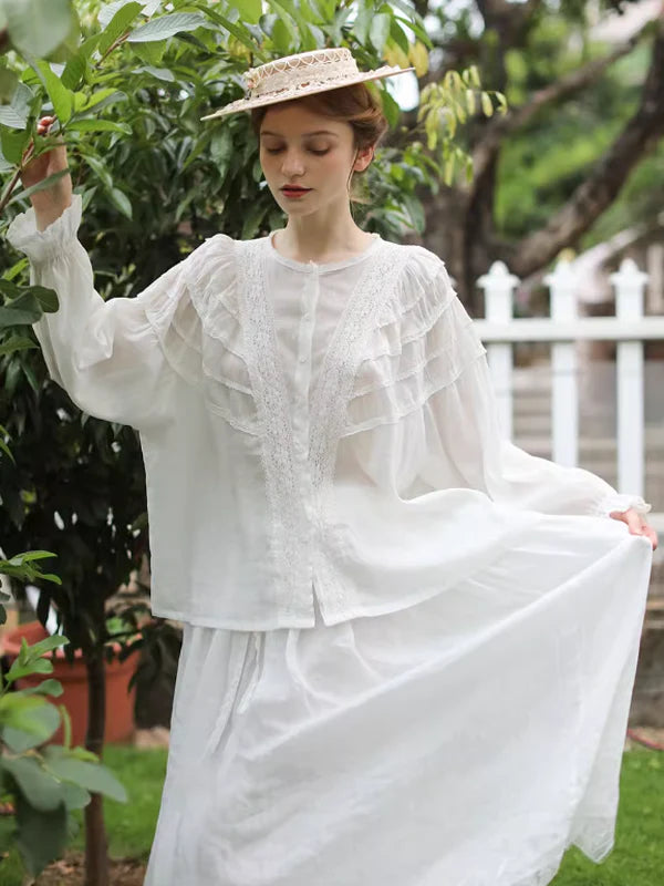 Vintage Lace White Blouse