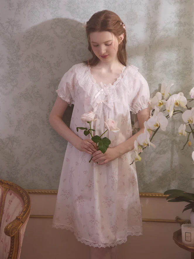 Romantic Lace-Trimmed Cotton Nightgown