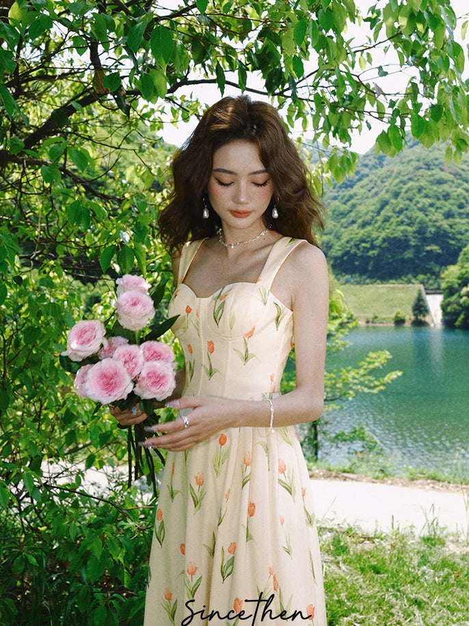 Ethereal Tulip Blossom Corset Dress