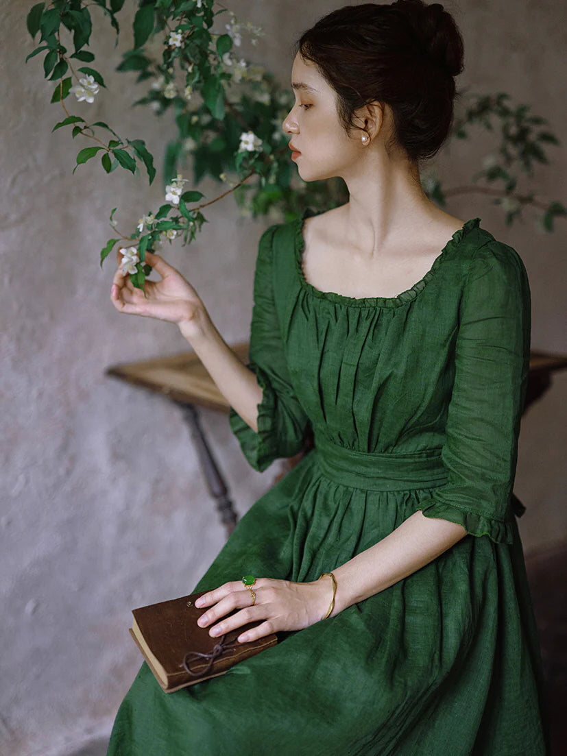 Olivia's Classic Elegance Green Dress