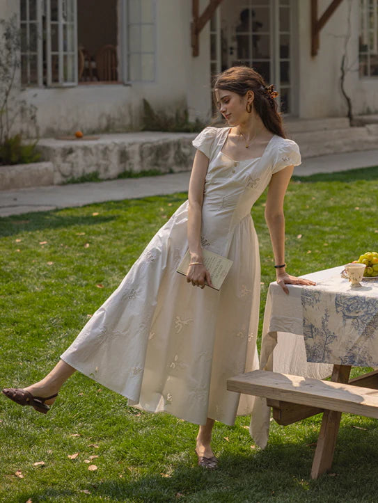 Whimsical Garden Cotton Embroidered Dress