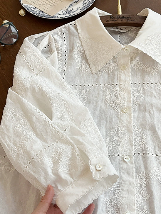 Vintage Embroidered Cotton Blouse