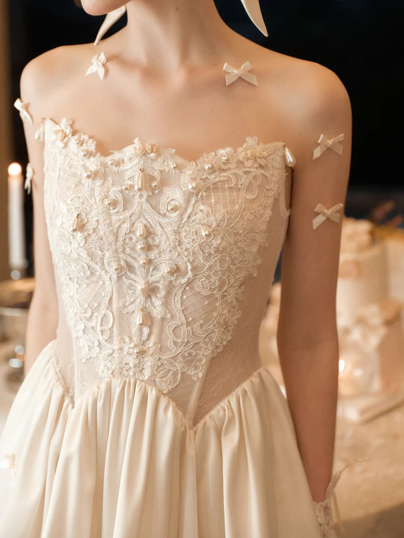 Ivory Lace Corset Bubble Mini Dress