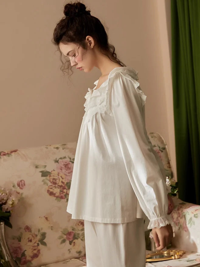 White Whisper Lace Pajama Set