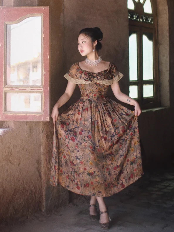 Romantic Victorian Floral Lace Dress
