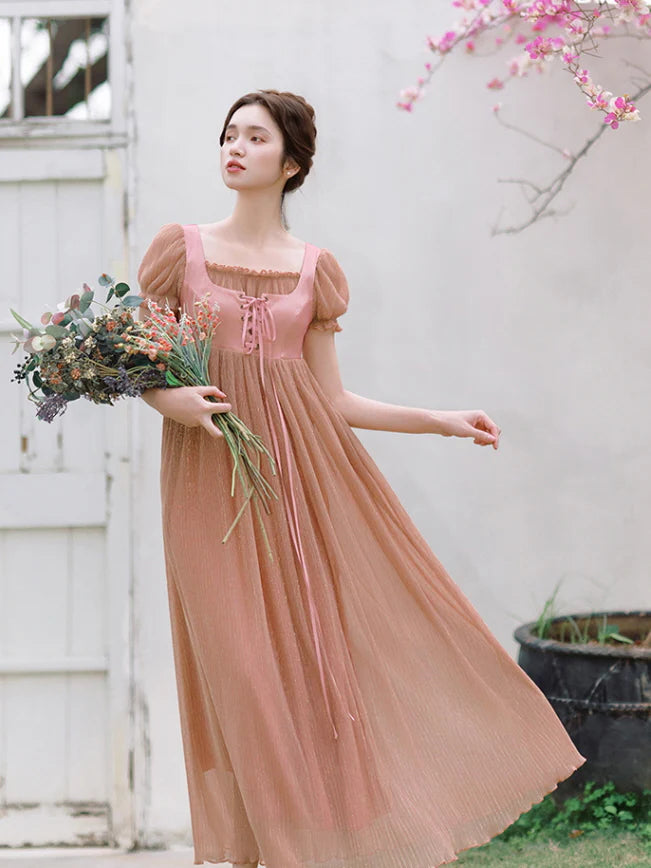 Whispering Rose Lace-Up Vintage Dress