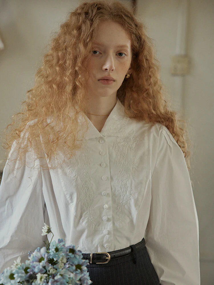 Embroidered Victorian Cotton Blouse