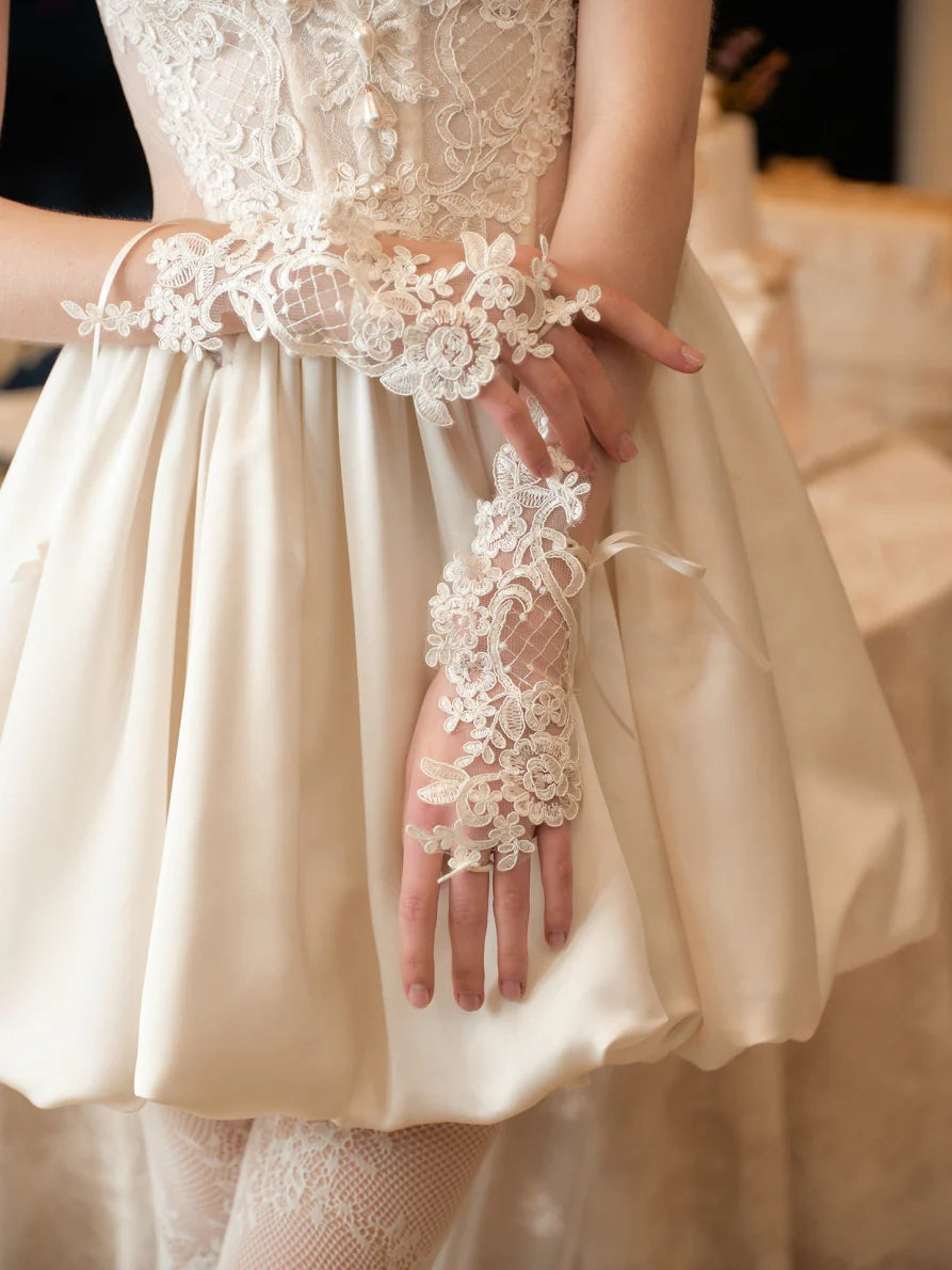 Ivory Lace Corset Bubble Mini Dress