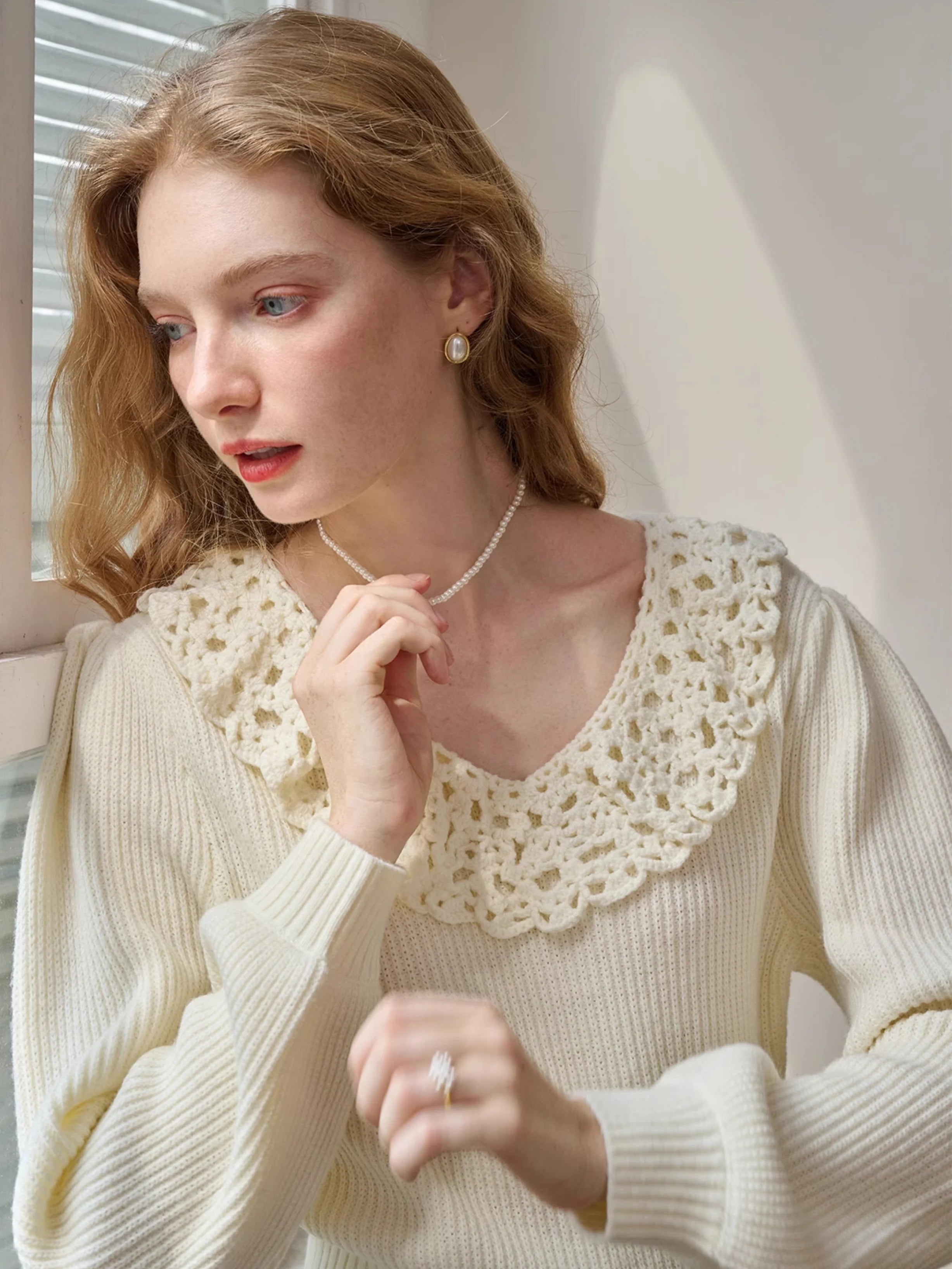 Vintage Lace Collar Knit Sweater