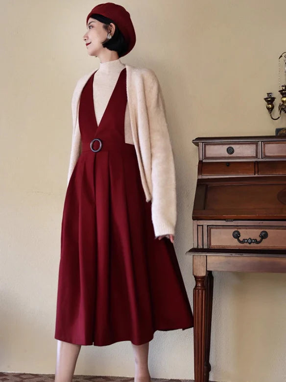 Vintage Elegance Cross-Strap A-Line Dress