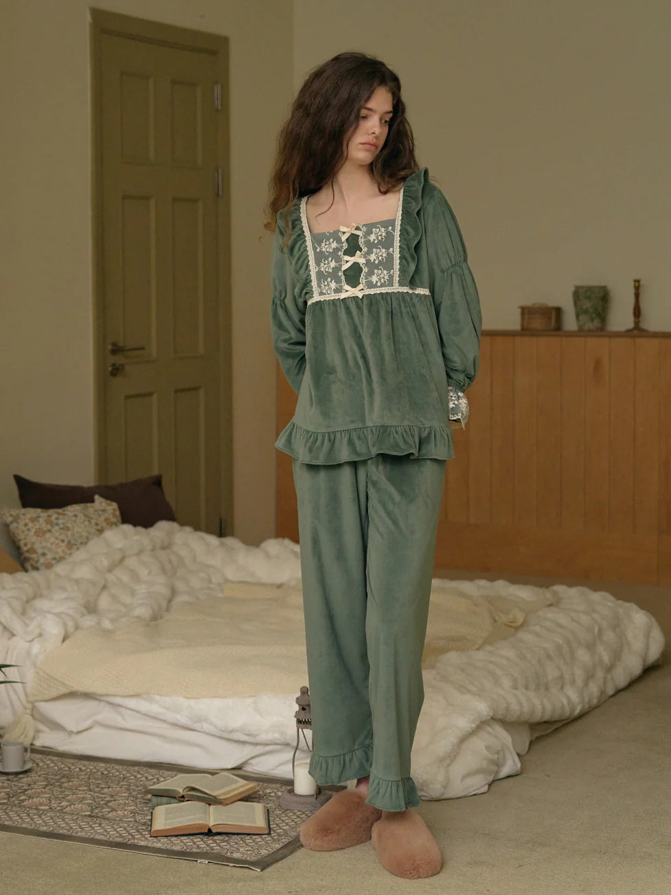 Velvet Garden Lace Pajama Set