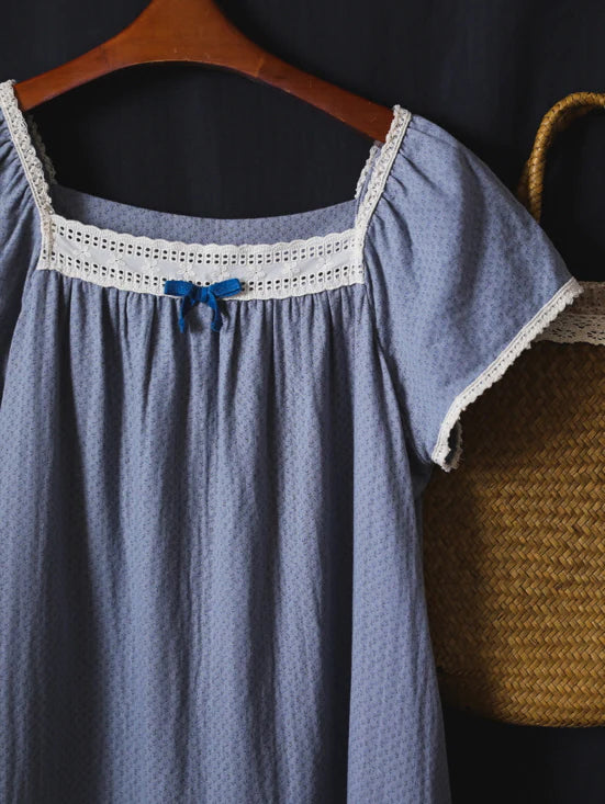 Blue Lace Ribbon Nightgown