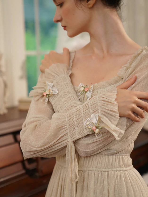 Beige Ruffle Verse Dress