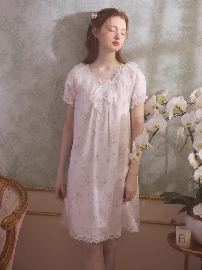 Romantic Lace-Trimmed Cotton Nightgown