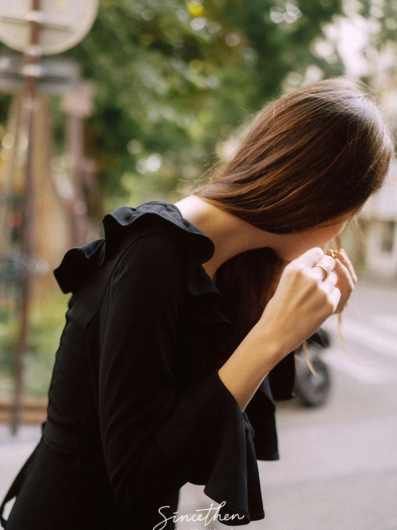 Midnight Ruffle Romance Dress