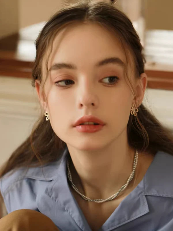 Pearl Zircon Flower Earrings