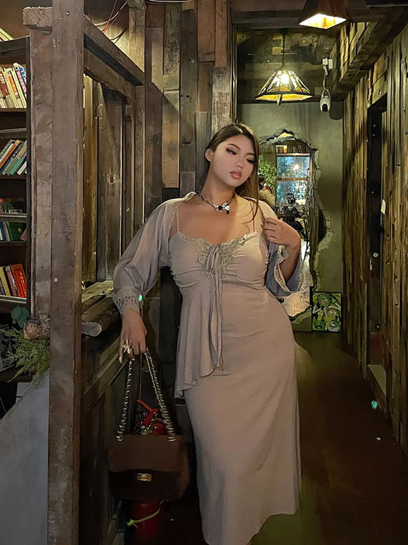 Curvy Fairytale Lace Trim Dress