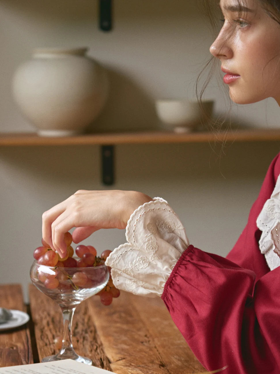 Autumn Romance Cotton Lace Pajama Set