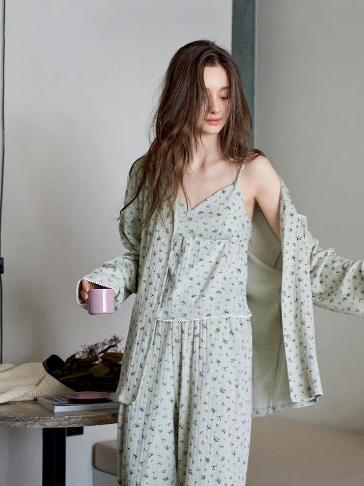 Pastel Floral Cotton Pajama Set