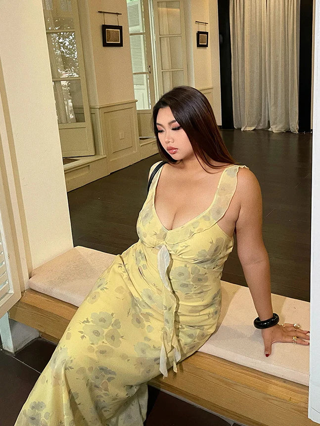 Lemon Blossom Tie-Front Floral Dress