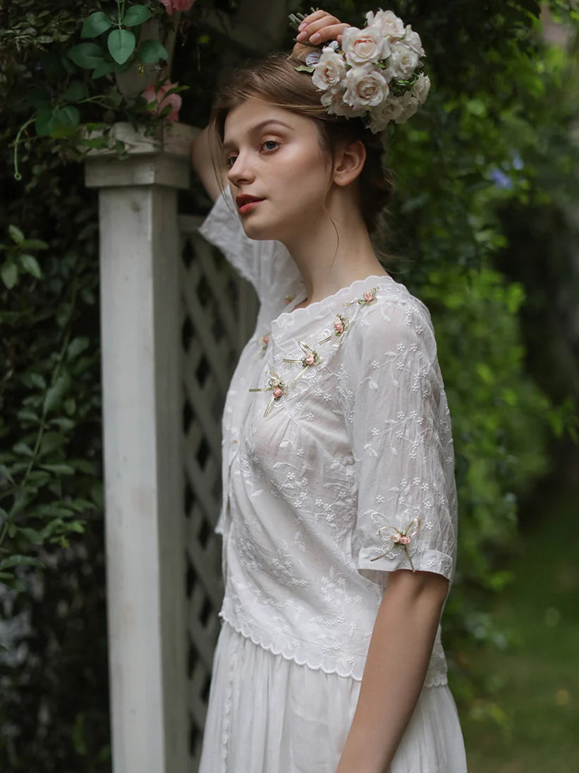 Ella's Retro Floral Elegance Blouse