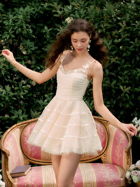 Ivory Blossom Tiered Lace Dress