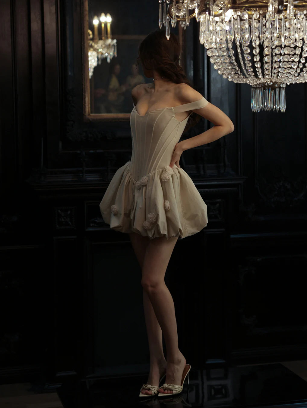 Light Pink Corset Bubble Hem Dress